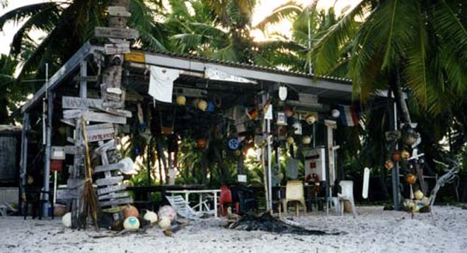 Direction Island, Cocos Keeling. Built completely by passing sailors, for the benefit of future sailors ©  SW